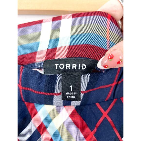 Torrid Plaid Hankerchief Red Plaid Midi Skirt size 1X Academia - Picture 3 of 8